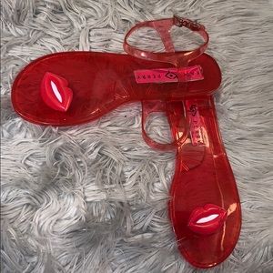 Red Katy Perry Brand Lip Jelly Sandal